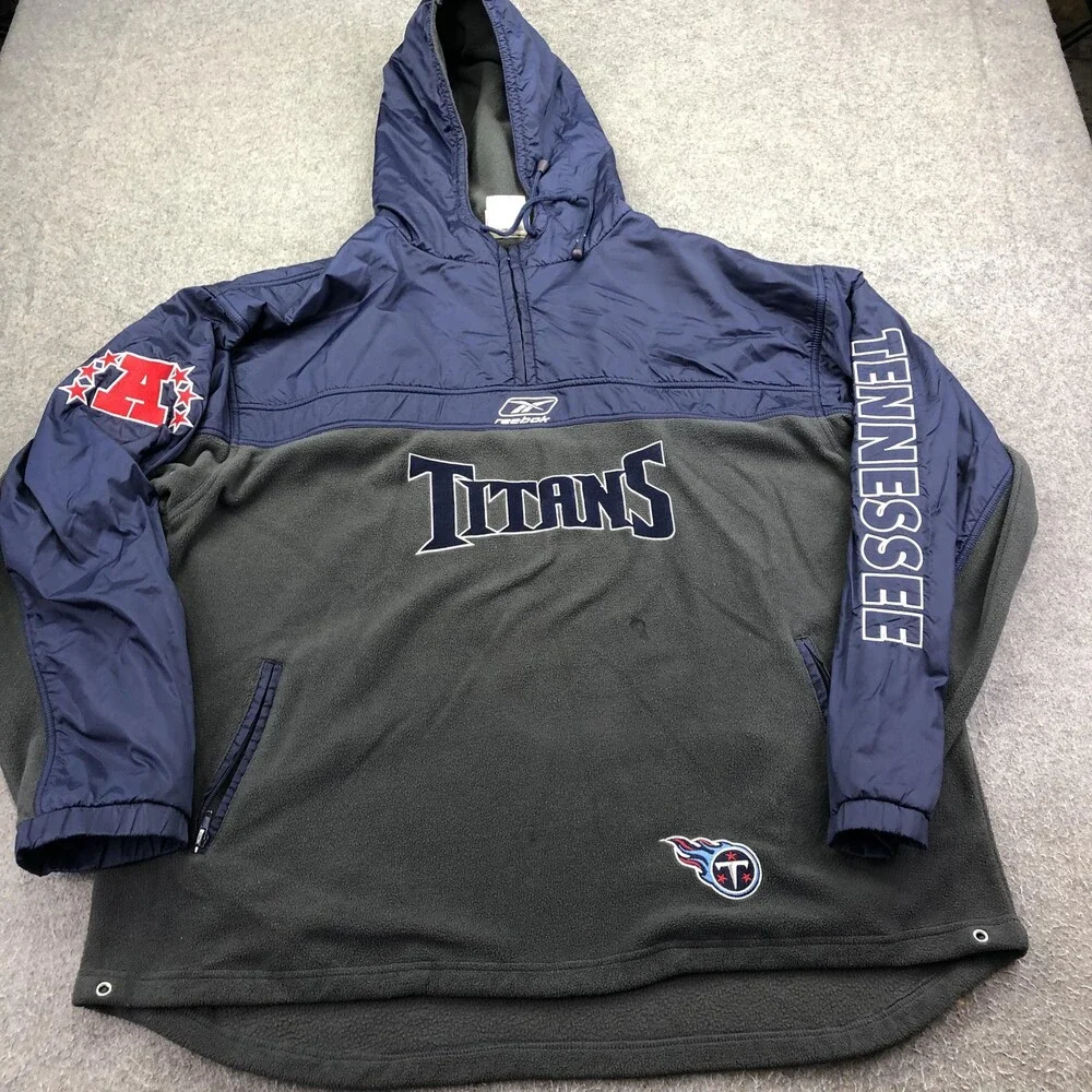 Vintage Tennessee Titans Jacket Mens Large Blue NFL Football Reebok Fleece